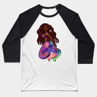 Mermaid Black African American woman with Afro hair in Red Locs mermaids Baseball T-Shirt